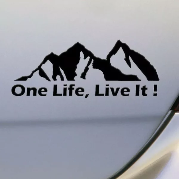 Universal ‘One Life Live It’ Off-Road Car Sticker – Mountain Silhouette Decal for All Vehicles