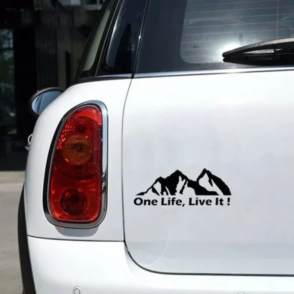 Universal ‘One Life Live It’ Off-Road Car Sticker – Mountain Silhouette Decal for All Vehicles