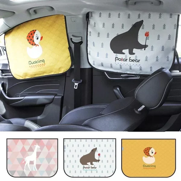 Universal Magnetic Car Sun Shade with Cute Cartoon Styling - Image 3