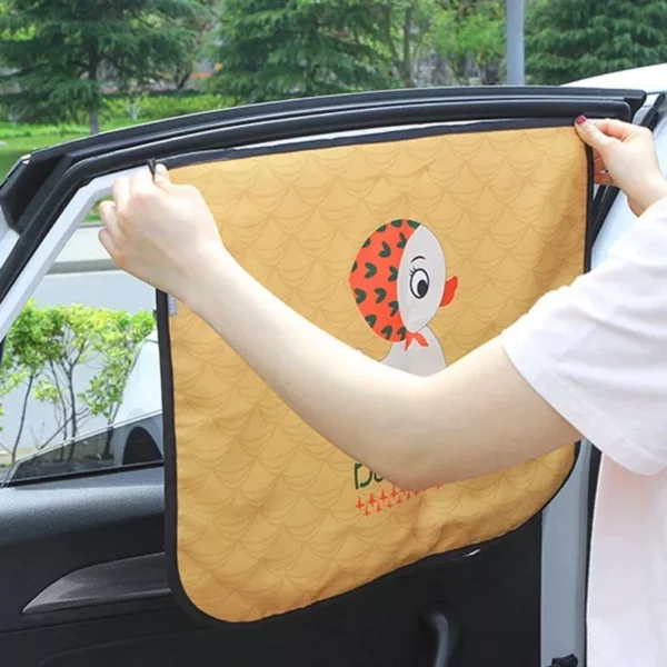 Universal Magnetic Car Sun Shade with Cute Cartoon Styling