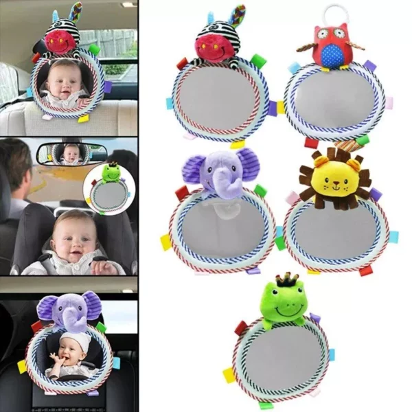 Baby Car Mirror with Plush Animal Toys - Image 2