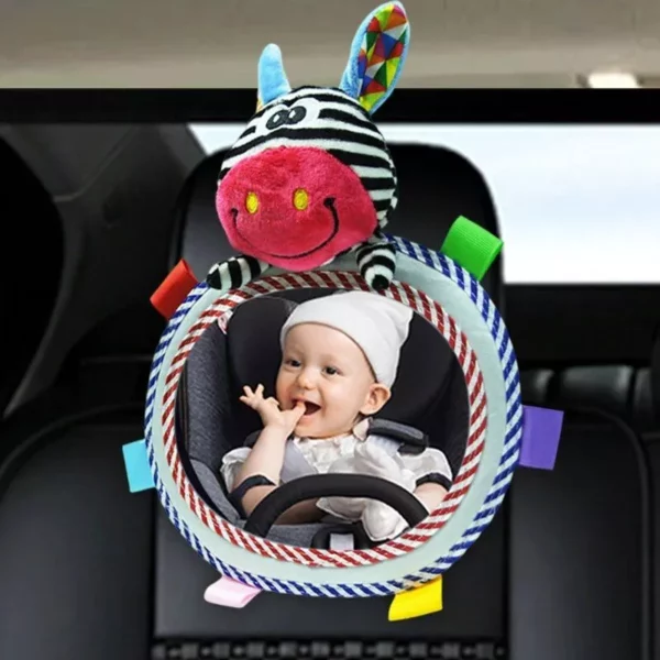 Baby Car Mirror with Plush Animal Toys - Image 3