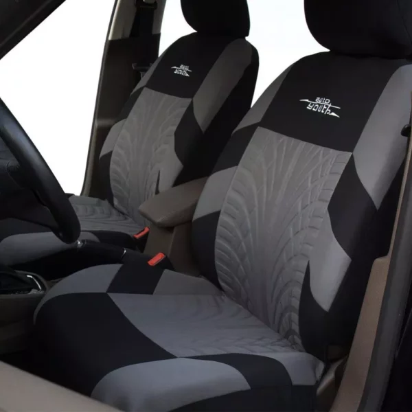 Universal Fit Embroidered Car Seat Covers with Tire Track Detail