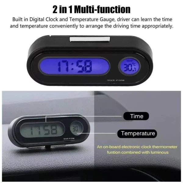 Mini LCD Digital Car Clock with Luminous Thermometer & Backlight - Image 4