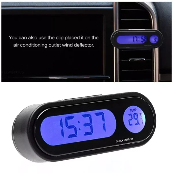 Mini LCD Digital Car Clock with Luminous Thermometer & Backlight - Image 5