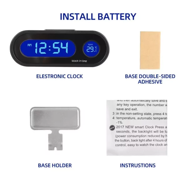 Mini LCD Digital Car Clock with Luminous Thermometer & Backlight - Image 7