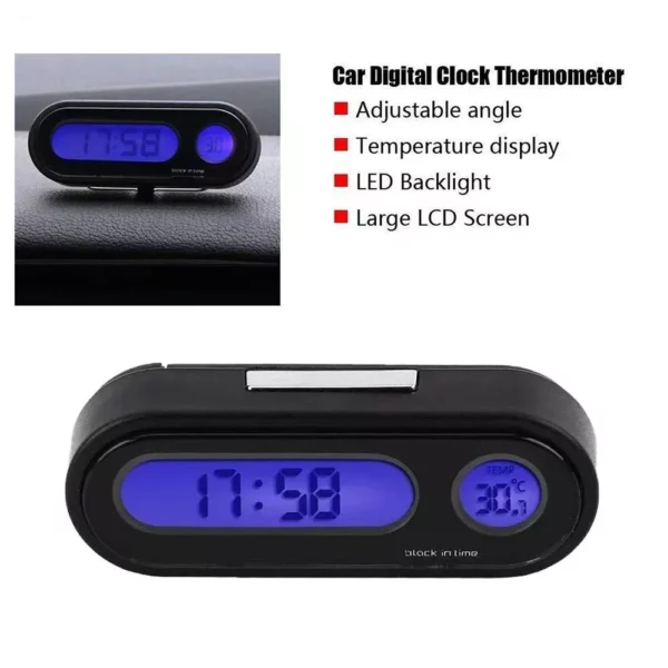 Mini LCD Digital Car Clock with Luminous Thermometer & Backlight - Image 3