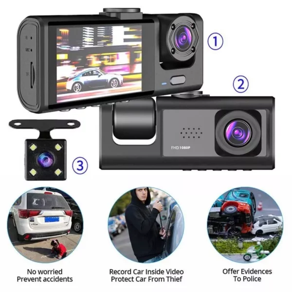 1080P Triple-Lens Dash Cam with IR Night Vision - Image 4