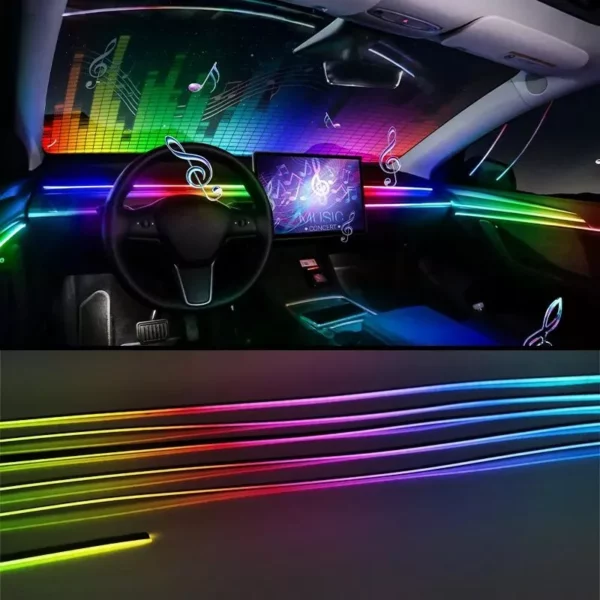 Universal 18-in-1 LED Car Ambient Light Strips with App Control - Image 2