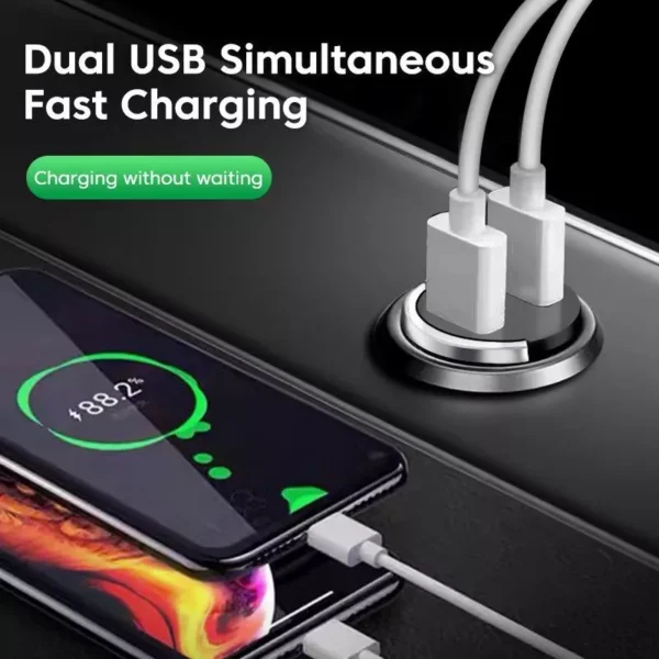 200W Dual-Port Fast Charging Car USB Adapter