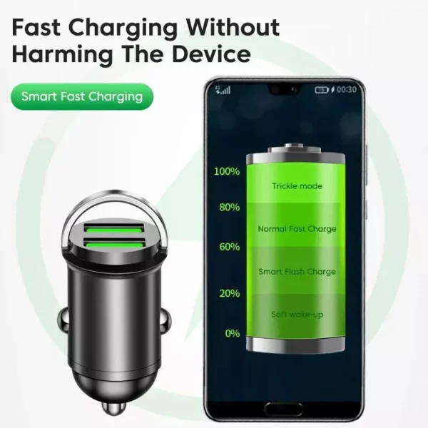 200W Dual-Port Fast Charging Car USB Adapter