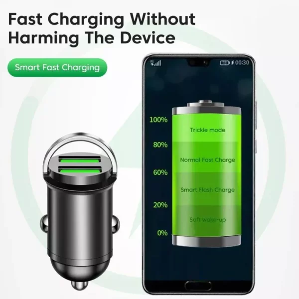 200W Dual USB Fast Charging Car Phone Adapter with QC 3.0