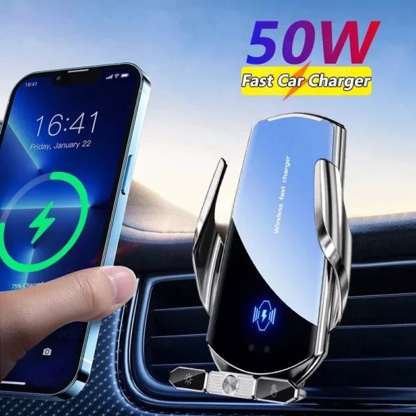 50W Wireless Car Charger with Air Vent Stand & Fast Charging Station for iPhone & Samsung