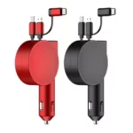 60W 3-in-1 Retractable Car Charger with Fast Charge Technology