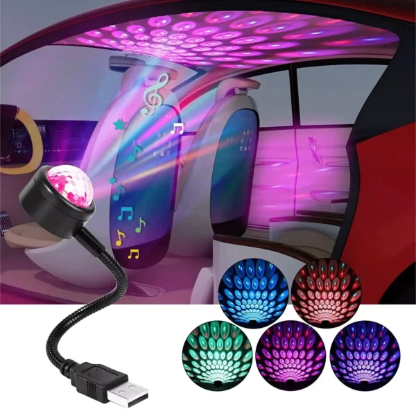 USB Powered Mini Music Rhythm LED Projector Lamp for Parties & Car Atmosphere - Image 2