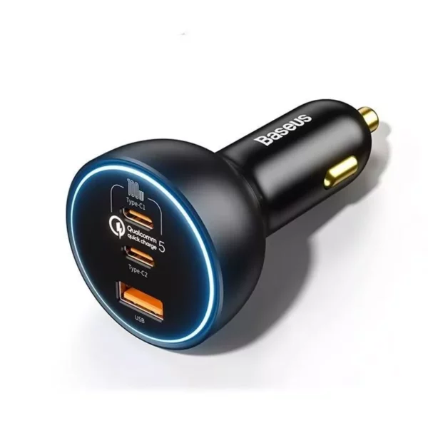 160W Multi-Port Fast Charge Car Charger with QC 5.0 & USB Type-C for Smartphones, Laptops, Tablets