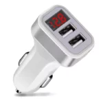 Dual USB Car Charger with LED Voltage Meter Display