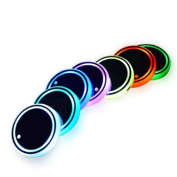 USB-Charged LED Car Coaster with Music Rhythm & 7-Color Atmosphere Lighting