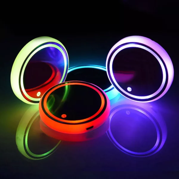 USB-Charged LED Car Coaster with Music Rhythm & 7-Color Atmosphere Lighting - Image 5