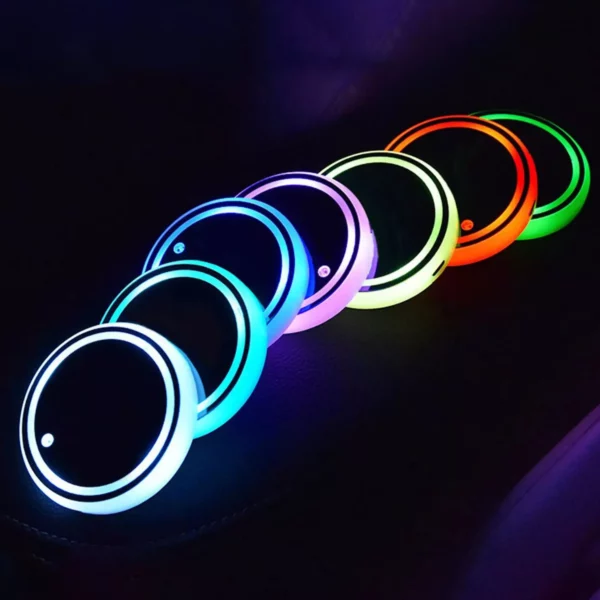 USB-Charged LED Car Coaster with Music Rhythm & 7-Color Atmosphere Lighting - Image 7