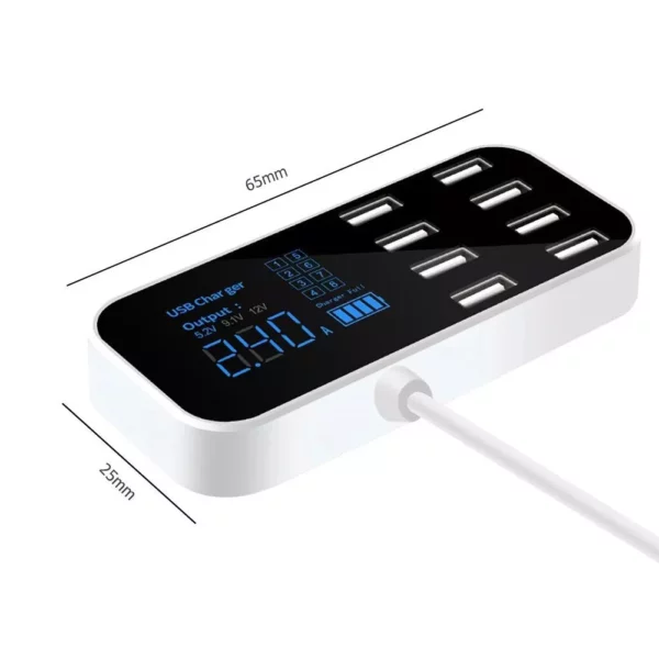 Ultra-Thin 8-Port USB Car Charger with LED Display