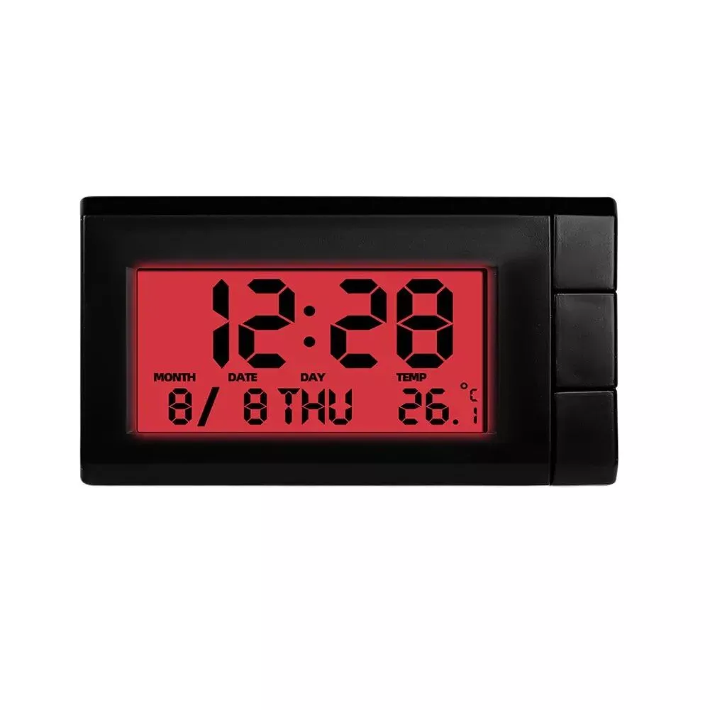 Digital Car Thermometer & Clock with Luminous LCD Display