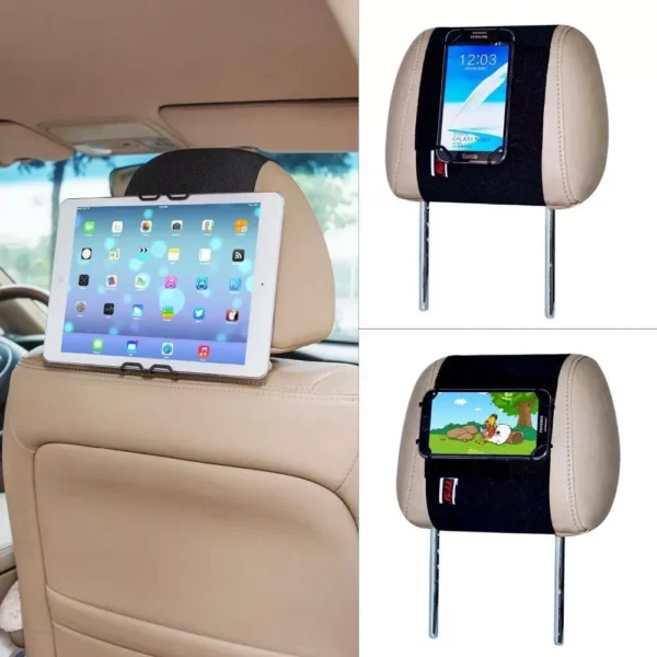 Universal Adjustable Car Headrest Mount for Smartphones and Tablets – Fits iPad Air, Mini, iPhone 14 Pro Max to Galaxy S23