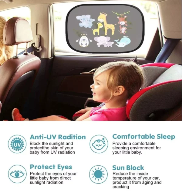 Cute Cartoon Car Sun Shade for Side Windows – UV Protection, Electrostatic Adsorption, 44x36cm