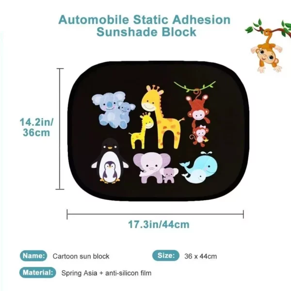 Cute Cartoon Car Sun Shade for Side Windows – UV Protection, Electrostatic Adsorption, 44x36cm