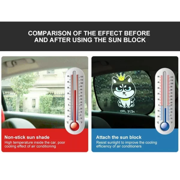 Adorable Animal Cartoon Car Window Sunshades – 2PCS, Universal Fit, Anti-UV, Privacy Protection