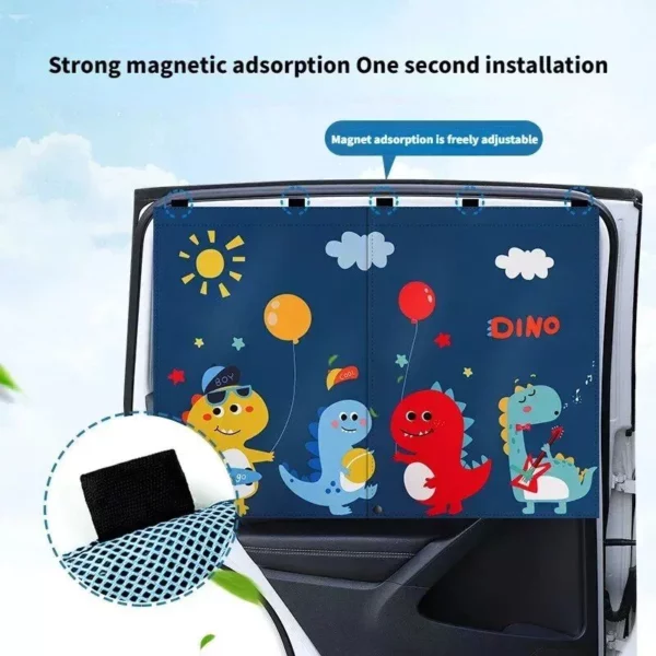 Universal Magnetic Car Side Gear Sunshade - Cartoon Curtain for Children's Sun Protection and Heat Insulation - Image 4