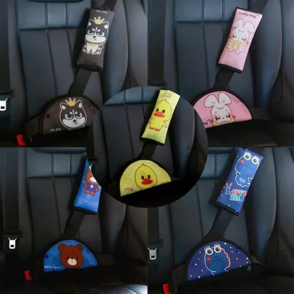 Kids Cartoon Safety Car Seat Belt Cushion and Adjuster Set