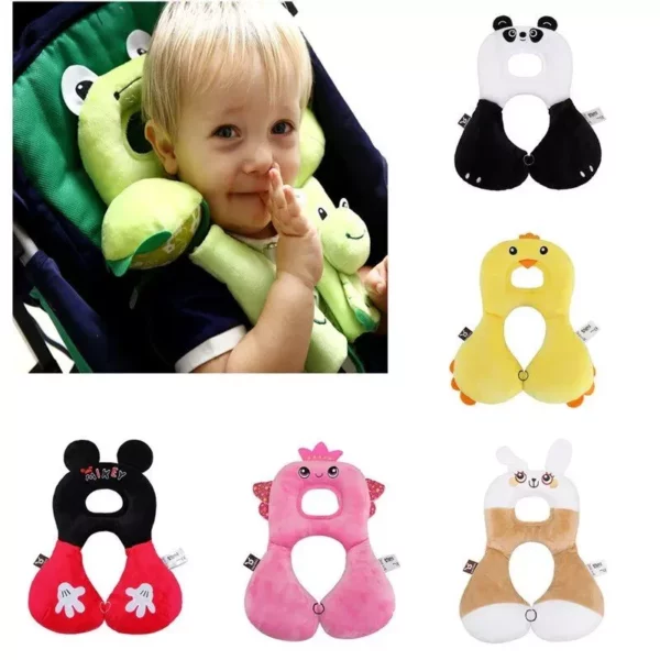 Kids’ Cartoon Animal U-Shaped Neck Pillow – Comfort & Protection for Car Travels