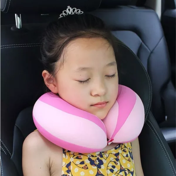 Children's U-Shaped Travel Neck Pillow with Contrast Color Splicing - Image 4