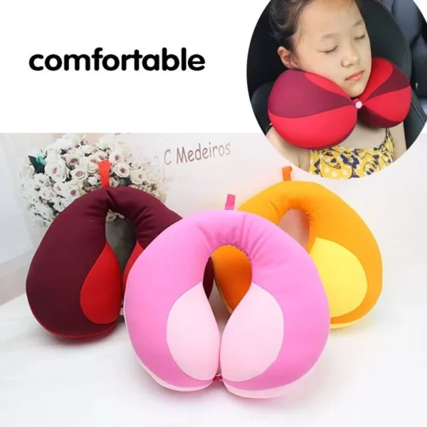 Children's U-Shaped Travel Neck Pillow with Contrast Color Splicing - Image 2