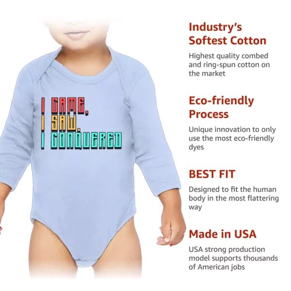 I Came I Saw I Conquered Baby Long Sleeve Onesie – Cool Baby Long Sleeve Bodysuit – Best Selling Baby One-Piece