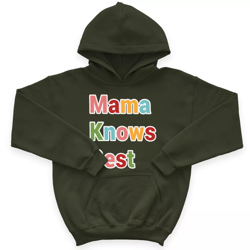 Mama Knows Best Kids’ Sponge Fleece Hoodie – Colorful Kids’ Hoodie – Cute Hoodie for Kids
