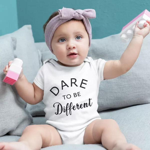 Dare to Be Different Baby Jersey Onesie – Cool Baby Bodysuit – Graphic Baby One-Piece