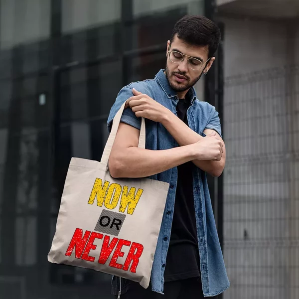Now Or Never Small Tote Bag – Cool Shopping Bag – Trendy Tote Bag