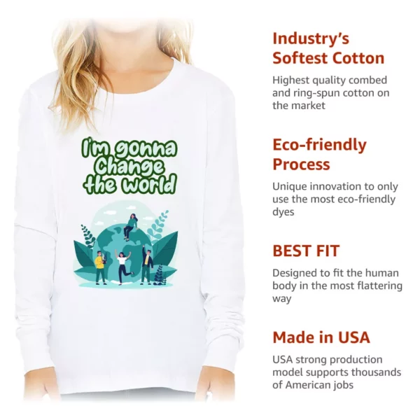 Change the World Kids’ Long Sleeve T-Shirt – Motivational Quotes T-Shirt – Illustration Long Sleeve Tee