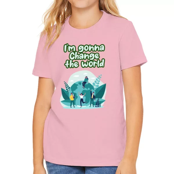 Change the World Kids’ T-Shirt – Motivational Quotes T-Shirt – Illustration Tee Shirt for Kids