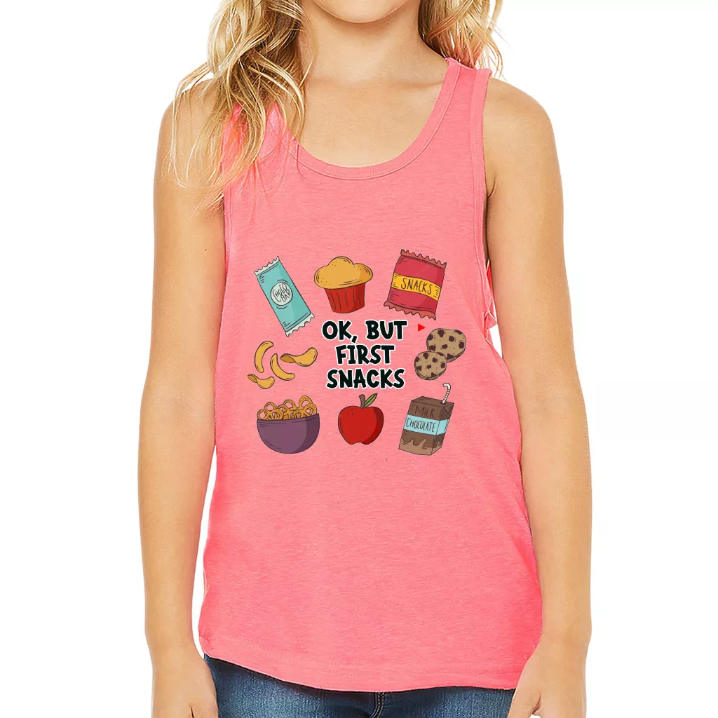Snacks Kids’ Jersey Tank – Graphic Sleeveless T-Shirt – Kawaii Kids’ Tank Top