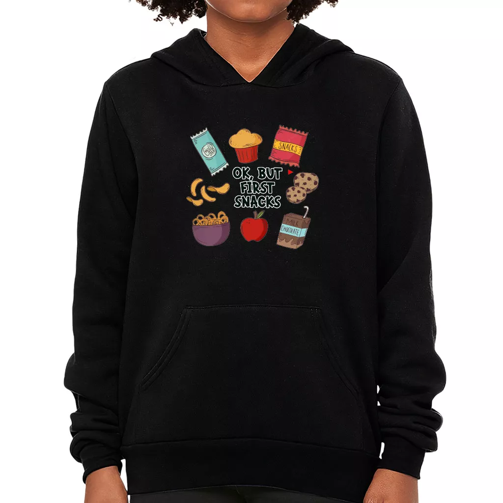 Snacks Kids’ Sponge Fleece Hoodie – Graphic Kids’ Hoodie – Kawaii Hoodie for Kids