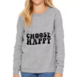 Choose Happy Kids' Long Sleeve T-Shirt - Trendy T-Shirt - Printed Long Sleeve Tee