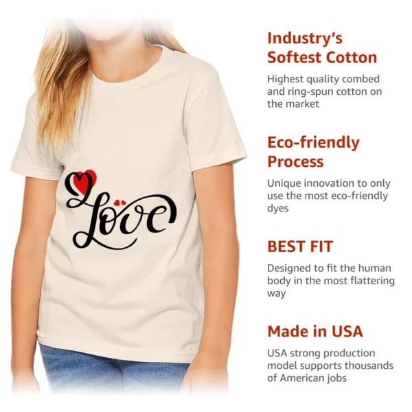 Love Kids’ T-Shirt – Heart Print T-Shirt – Cute Design Tee Shirt for Kids