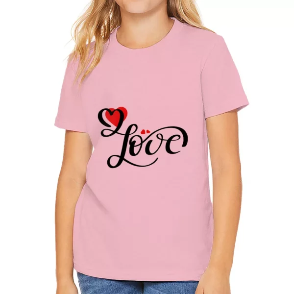 Love Kids' T-Shirt - Heart Print T-Shirt - Cute Design Tee Shirt for Kids - Image 2