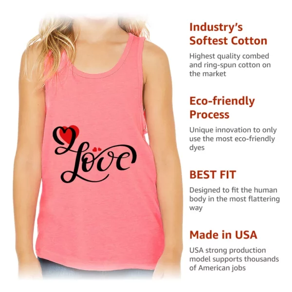Love Kids’ Jersey Tank – Heart Print Sleeveless T-Shirt – Cute Design Kids’ Tank Top