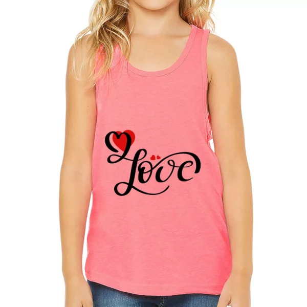 Love Kids’ Jersey Tank – Heart Print Sleeveless T-Shirt – Cute Design Kids’ Tank Top