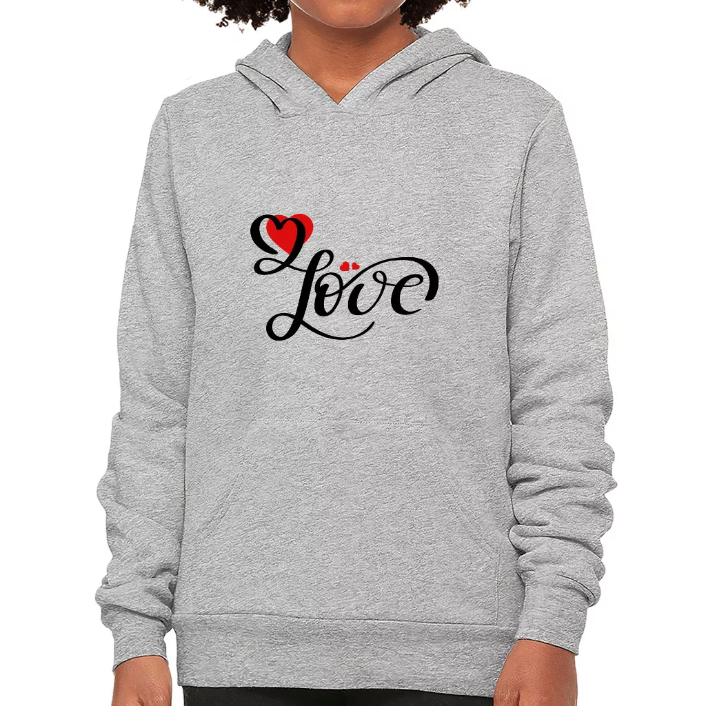 Love Kids’ Sponge Fleece Hoodie – Heart Print Kids’ Hoodie – Cute Design Hoodie for Kids
