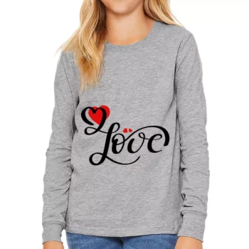 Love Kids’ Long Sleeve T-Shirt – Heart Print T-Shirt – Cute Design Long Sleeve Tee